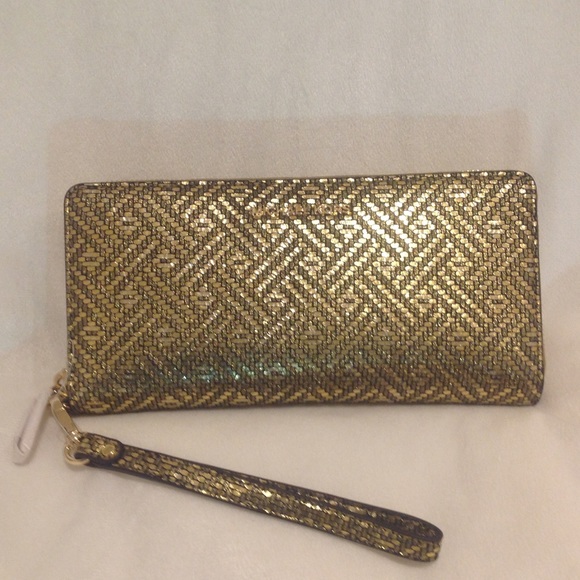 Handbags - Michael Kors Gold Leather Continental Wallet! NWT!